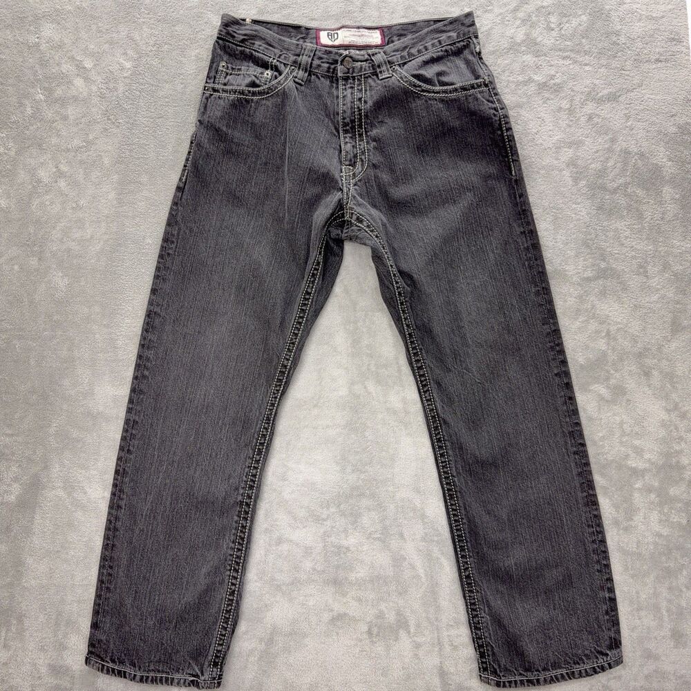 Artful Dodger Jeans Men's 34x32 Black Straight Relaxed Embroidered Vintage Y2K